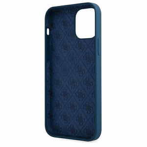 Guess GUHCP12LLSLMGBL iPhone 12 Pro Max 6.7" zils/zils cietais apvalks Metal Logo Script