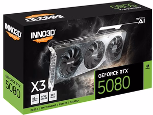 Inno3D GeForce RTX 5080 X3 videokarte, NVIDIA, 16 GB GDDR7
