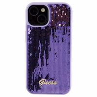 Guess Sequin Script Metal viedtālruņa apvalks iPhone 15 - violeta