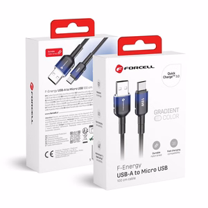 Kabelis FORCELL F-ENERGY C351 USB A uz Micro USB QC3.0 2,4A 18W Gradient 1 m melns (m)