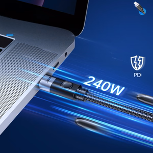 Orico CW240 leņķa USB-C–USB-C PD, 240 W, 20 Gbps kabelis, 0,5 m – melns