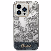 Guess GUHCP14LHGPLHG iPhone 14 Pro 6.1 pelēks / pelēks kietais viedtālruņa apvalks Porcelain Collection