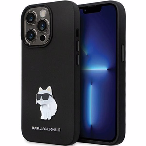 Karl Lagerfeld KLHCP14LSMHCNPK viedtālruņa apvalks iPhone 14 Pro - melns silikona C metāla piespraude