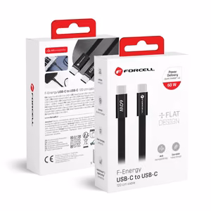 Forcell F-Energy QC4.0 PD 3A 60W Cafule Flat USB-C to USB-C Cable 1.2m CCFN23 black