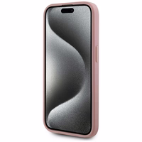 Karl Lagerfeld Wrinkled Metal Signature viedtālruņa apvalks iPhone 15 Pro - rozā