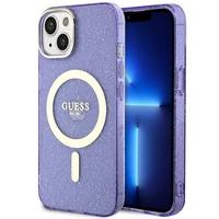 Guess Glitter Gold Magnētiskais viedtālruņa apvalks iPhone 14 - violeta