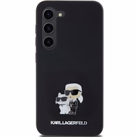 Karl Lagerfeld Silikona Karl&Choupette Metal Pin viedtālruņa apvalks Samsung Galaxy S24 - melns