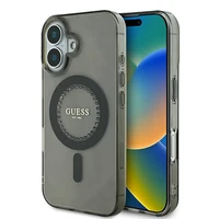 Guess IML Rhinestones Magnētiskais viedtālruņa apvalks iPhone 16 - melns