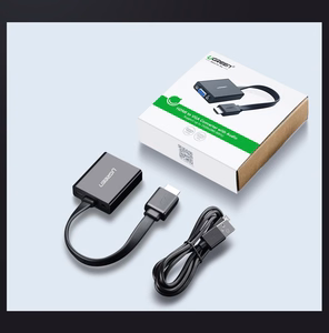 Ugreen adapteris HDMI - VGA micro USB / audio 3.5 mm mini jack melns (40248)