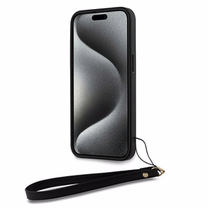 DKNY Viedtālruņa apvalks ar siksniņu un logotipu iPhone 15 Pro Max - melns
