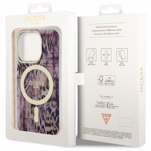 Guess GUHMP14LHLEOPWP iPhone 14 Pro 6.1" rozā/rozā cietais apvalks Leopards MagSafe
