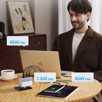 Cuktech AD1003EU 100W GaN 2x USB-C + USB-A sienas lādētājs ar kabeli - balts