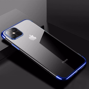 Caurspīdīgs krāsains apvalks Gel TPU ar elektroplāksnes rāmi Xiaomi Mi 11 zils