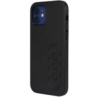 Audi sintētiskās ādas viedtālruņa apvalks iPhone 12/12 Pro 6.1" melns/melns cietais apvalks AU-TPUPCIP12P-TT/D1-BK