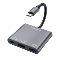 Hub Wozinsky WHCH-01 USB-C PD 100W HDMI 4K@30Hz USB-A 10Gbps - pelēks