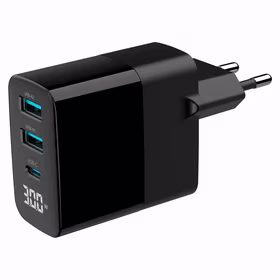 Gembird TA-UC-PDQC30LCD-BK-02 mobile device charger Universal melns AC Fast charging Indoor