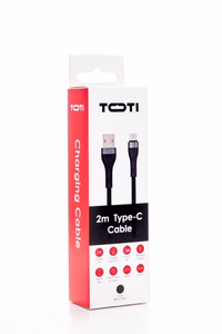 SEEK TOTI USB-A uz Type-C, 2 m pīts kabelis 3A, melns