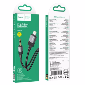 AUX kabelis Jack 3,5 mm (tēviņš) uz Lightning (tēviņš) Hoco 1 m UPA32A melns