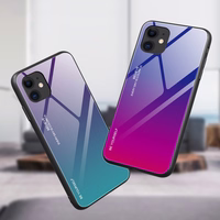 Gradient Glass izturīgs viedtālruņa apvalks ar rūdīta stikla aizmuguri iPhone 12 mini melns-sarkans