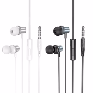 HOCO vadu austiņas Jack 3,5 mm ar mikrofonu M110 metāla pelēkas