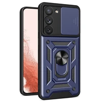 Hybrid Armor Camshield viedtālruņa apvalks Samsung Galaxy S23+ bruņots apvalks ar kameras vāciņu zils