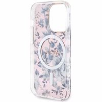 Guess GUHMP14XHCFWSP iPhone 14 Pro Max 6.7" rozā cietais viedtālruņa apvalks Flower Magnētiskais