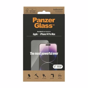 PanzerGlass Ultra-Wide Fit antibakteriālais rūdītais stikls iPhone 14 Pro Max viedtālrunim