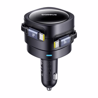 Baseus Enjoyment Max automašīnas lādētājs ar USB-C+USB-C kabeļiem 60W melns