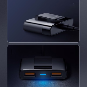 Joyroom ātrais automobiļu lādētājs ar 5 USB pieslēgvietām, 6,2 A, ar pagarināšanas kabeli, melns (JR-CL03)