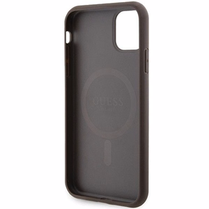 Guess GUHMN61G4GFRW iPhone 11 6.1" / Xr brūns/brūns cietais apvalks 4G kolekcija ādas metāla logotips Magnētiskais