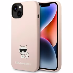 Karl Lagerfeld KLHCP14MSLCTPI iPhone 14 Plus 6.7 "cietais apvalks gaiši rozā / gaiši rozā Silikona Choupette Ķermenis