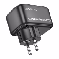 Borofone Sienas lādētājs BAC14 Wide - 2xUSB + C tipa + kontaktligzda - 12 W melns