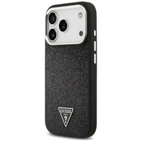 Guess Mirdzošs Trīsstūra Logotips Magnētiskais viedtālruņa apvalks iPhone 17 Pro - melns