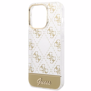 Guess GUHCP14XHG4MHG iPhone 14 Pro Max 6.7" auksinis / auksinis viedtālruņa apvalks 4G ar rakstainu šrifta dizainu