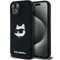 Karl Lagerfeld Silikona Choupette Head Magnētiskais viedtālruņa apvalks iPhone 15 Plus / 14 Plus – melns