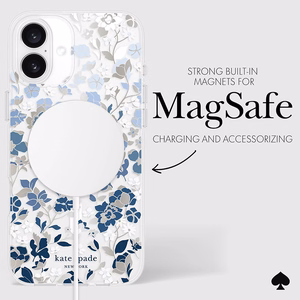Kate Spade New York Protective Gems MagSafe - Case for iPhone 16 Plus (Flowerbed Blue)