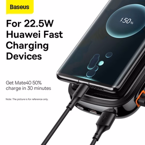 Baseus portatīvais lādētājs 20000mAh Qpow Pro - USB + Type C - PD 22,5W ar Type C kabeli (PPQD060301) melna