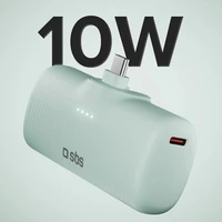 SBS EcoPower 5000 mAh 10W portatīvais lādētājs ar iebūvētu USB-C portu - zaļa