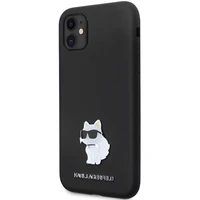 Karl Lagerfeld KLHCN61SMHCNPK viedtālruņa apvalks iPhone 11 / Xr - melns silikona C metāla piespraude