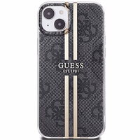 Guess IML 4G Gold Stripe viedtālruņa apvalks iPhone 15 Plus / 14 Plus - melns