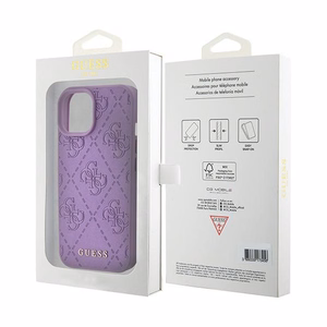 Guess GUHCP15SP4EPMU iPhone 15 6.1" violets/gaiši violets cietais viedtālruņa apvalks Leather 4G Stamped