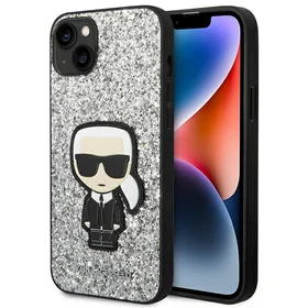 Viedtālruņa apvalks Karl Lagerfeld KLHCP14MGFKPG iPhone 14 Plus 6.7\" sudrabains / sudrabains Glitter Flakes Ikonik