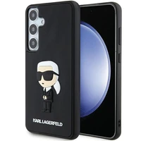 Karl Lagerfeld 3D Gumijas Ikonik viedtālruņa apvalks Samsung Galaxy S24+ - melns