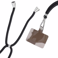 SWING (6mm) tālruņa siksniņa, tālruņa piekariņš ar regulējamu garumu / auklas garums 165 cm (maks. 82,5 cm cilpā) / uz pleca vai kakla – melns