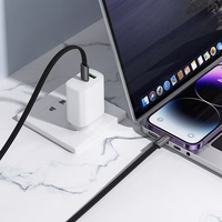 Plakans kabelis USB C uz USB C Hoco 3A 60W 1 m X125 melns