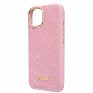 Guess Croco Collection viedtālruņa apvalks iPhone 14 - rozā