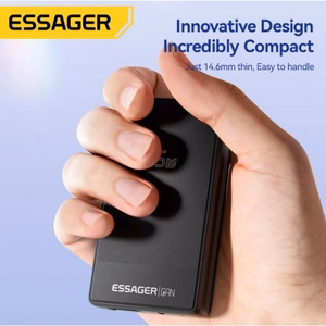 Lādētājs Essager Ultra Thin melns 65W (PD / QC3.0)