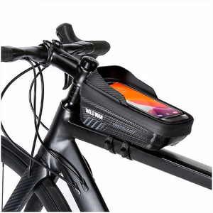 WILDMAN ceļojumu soma velosipēda rāmim ar rāvējslēdzēju, 1L (4 "- 7"), E12X, melna