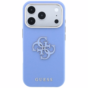 Guess Grained & Big Resin Logo vāciņš iPhone 18 Pro Max / 17 Pro Max – zils