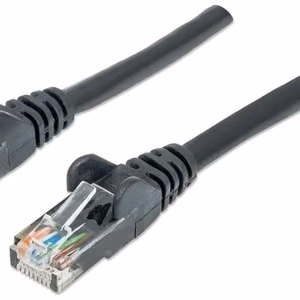 Intellinet Network Patch Cable, Cat6, 3m, melns, CCA, U/UTP, PVC, RJ45, zelta Plated Contacts, Snagless, Booted, Lifetime Warranty